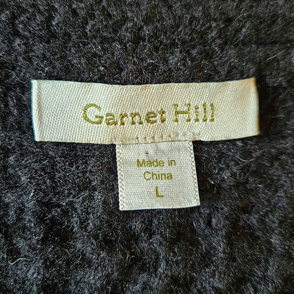 Garnet Hill Short Sleeve Cartigan Sweater Lambswool Black Women's Large - Picture 5 of 8